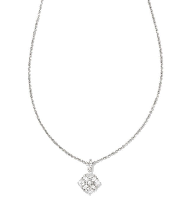 Dira Silver Pendant Necklace, White Crystal