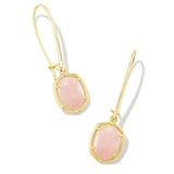 Daphne Gold Wire Drop Earrings, Rose Quartz