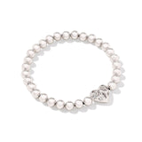 Holland Silver Stretch Bracelet in White Crystal