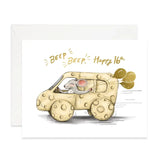 Beep Beep 16th Birthday Card