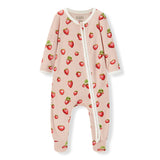 Cotton Stretch Zipper Footed Romper, Strawberry