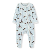 Cotton Stretch Zipper Footed Romper, Goose