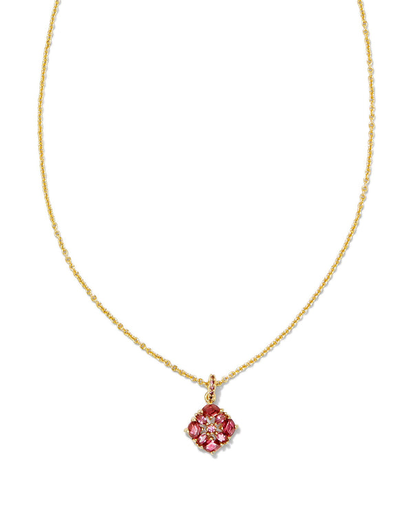 Dira Gold Pendant Necklace, Pink Crystal