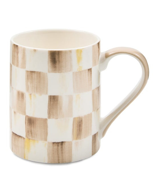 Mocha Check Porcelain Mug