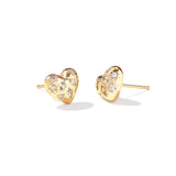 Holland Gold Heart Stud Earrings in White Crystal