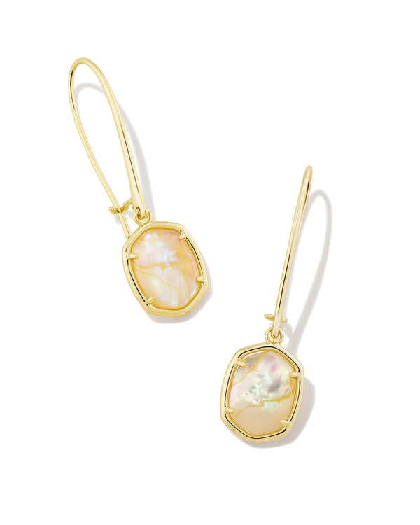 Daphne Gold Wire Drop Earrings, Iridescent Abalone