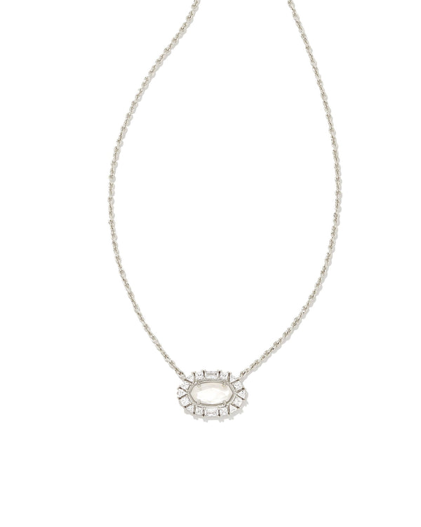 Elisa Silver Crystal Pendant Necklace, Ivory MOP
