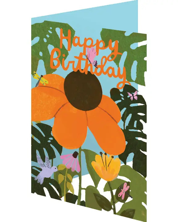 Orange Coneflower Birthday Card