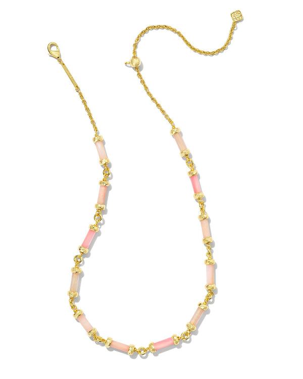 Gigi Gold Strand Necklace, Pink Mix