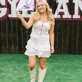 Kensley Eyelet Tiered Mini Skirt, White