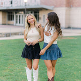 Roselle Denim Mini Skirt, High Tide