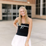 Sideline Sweetheart Dress, Black/White