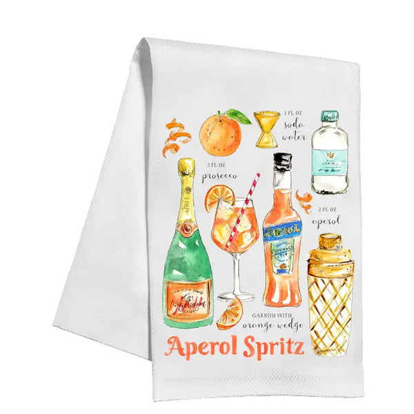 Handpainted Kitchen Towel, Aperol Spritz