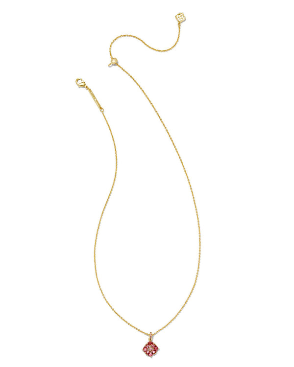 Dira Gold Pendant Necklace, Pink Crystal