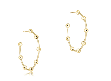 Beaded Simplicity 1.5" Post Hoop Earring, 4mm Gold