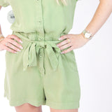 Split Detail Romper, Summer Moss