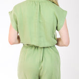 Split Detail Romper, Summer Moss
