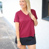 V-Neck Tee, Deep Plum
