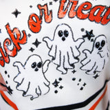 Trick or Treat Top, White Black & Orange Stripe