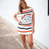 Trick or Treat Skirt, White Black & Orange Stripe