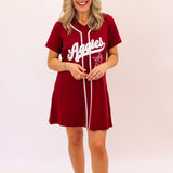 Texas A&M Baseball Jersey Tee Dress, Maroon