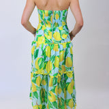Elena Strapless Midi Dress, Limoncello