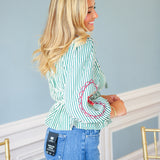 Poppy Field Blouse, Heather Green