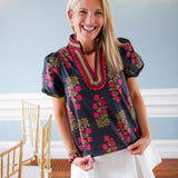 Jaipur Tiled Blouse, Black