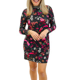 Cameron Dress, Floral Menagerie Black Pink