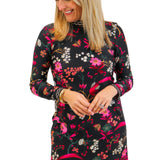 Cameron Dress, Floral Menagerie Black Pink