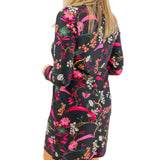 Cameron Dress, Floral Menagerie Black Pink