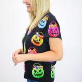 Candy In Halloween Baskets Tee, Black/Multi