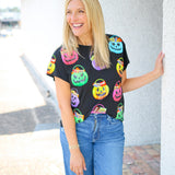 Candy In Halloween Baskets Tee, Black/Multi