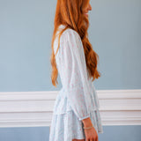 Rosamina Cotton Long Sleeve Mini Dress, Cider Sky