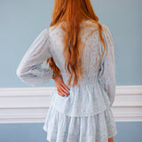 Rosamina Cotton Long Sleeve Mini Dress, Cider Sky