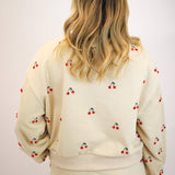 Jeweled Cherry Sweatshirt, Tan