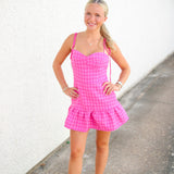 Vivi Romper, Pink Tweed