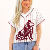 White & Maroon Stripe Collie Dog Tee