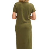 Knit V-Neck Maxi Dress, Italian Herb