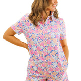 Born to Run Floral Denim Romper, Pink