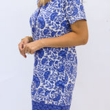 Hollis Dress, Sapphire Garden White