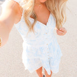 Rietta Cotton Lace-Trimmed Mini Dress, Blue Cove