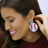 Baseball Beaded Earrings