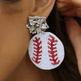 Baseball Beaded Earrings