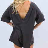 Hot Shot Tee Romper, Black