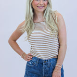 Claire Tank, White/Praline Combo