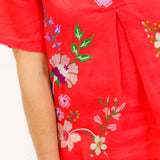 Maureen Linen V Neck Blouse, Watermelon