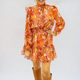 Harvest Moon Mini Dress, Brown Multi