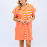 Luna Dress, Coral Pink Stripe