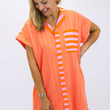 Luna Dress, Coral Pink Stripe